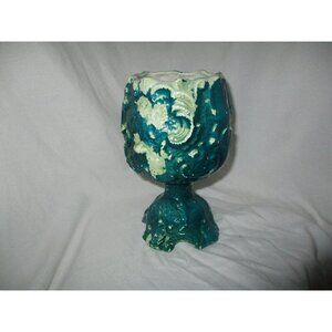 Goblet planter Green distressed Vase Filigree Vine Ardco Japan‎ unique gift